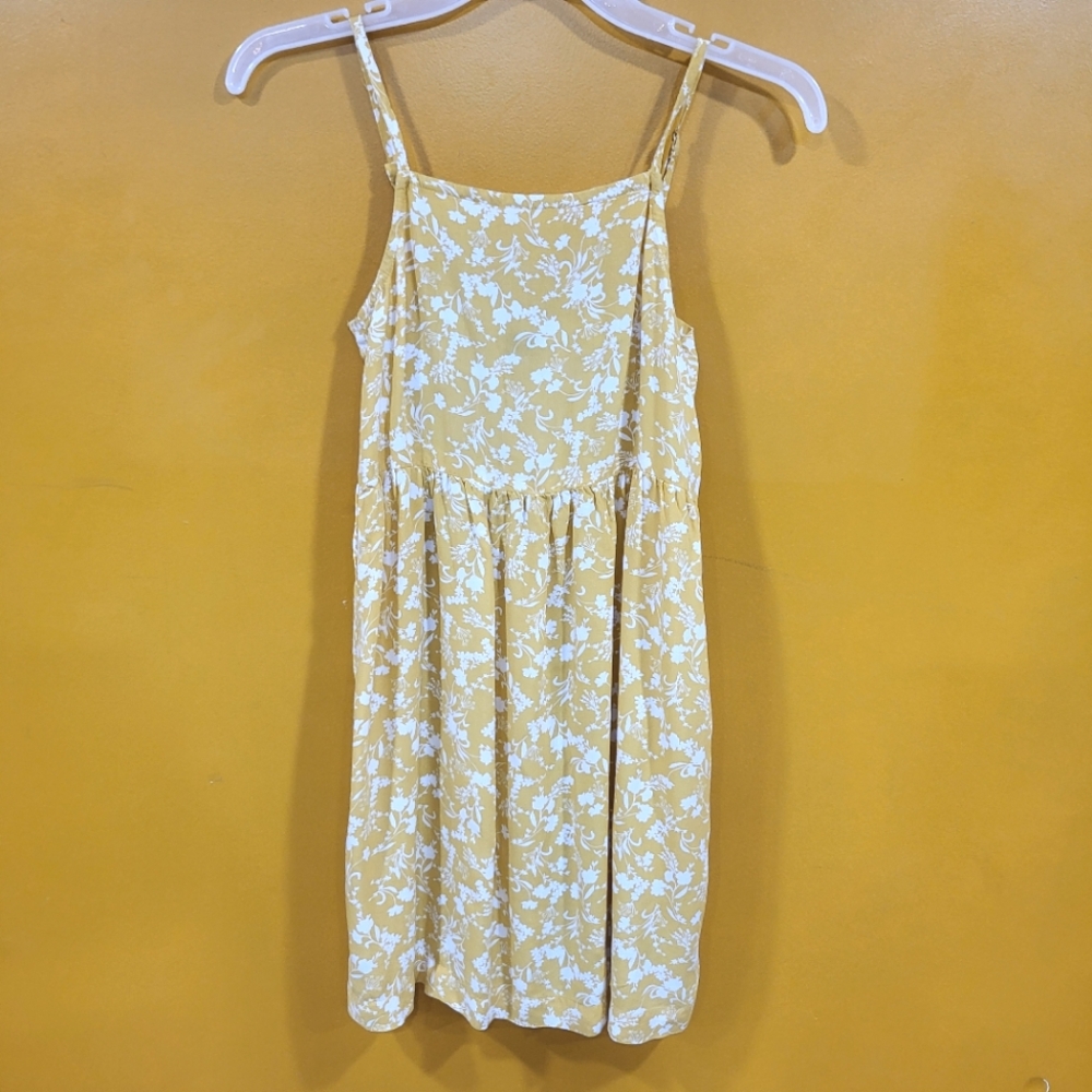 Old Navy Girls Size L (10-12) Floral Yellow White Cami Summer Dress Sundress